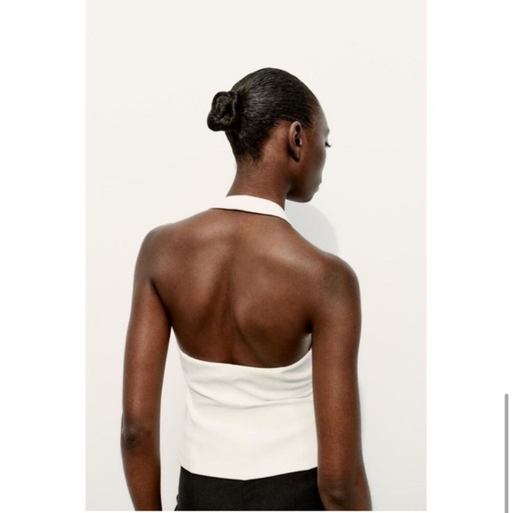 NWT Zara White Fitted Halter Top Size XL - Picture 2 of 7